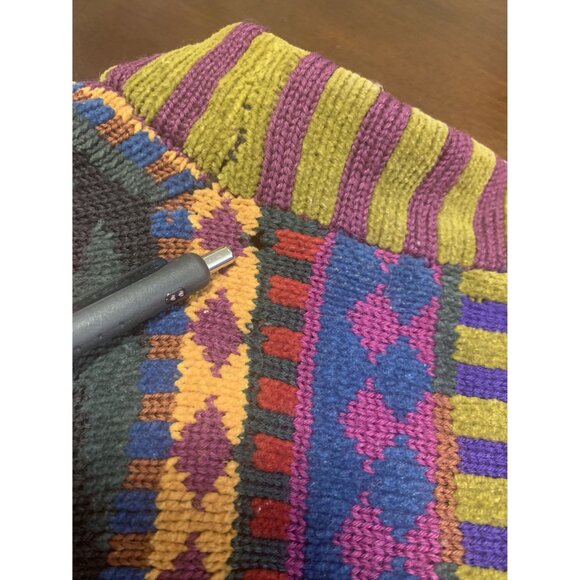 Vtg 80s Maggie White XL Tapestry Patchwork Wool Cotton Knit Vest Winter - Picture 7 of 8